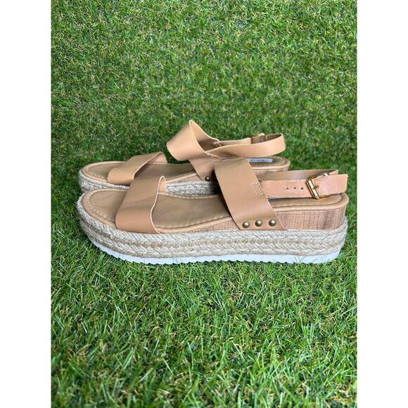 Steve‎ Madden Catia Natural Ankle Strap Open Toe Wedge Espadrille Sandals 11 - Picture 3 of 11
